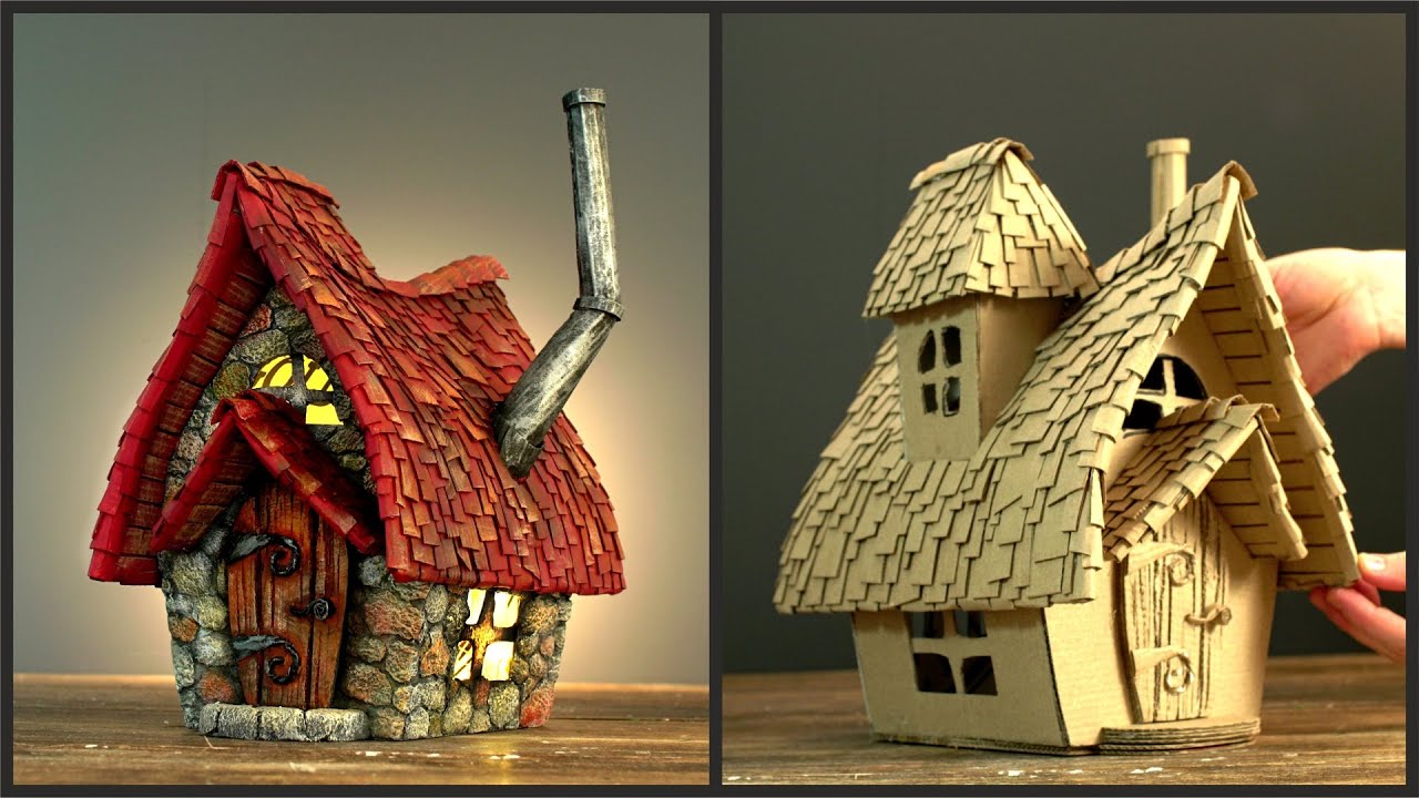 DIY Fairy House Cottage Using Cardboard - YouTube