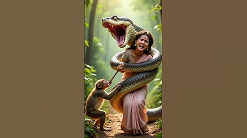 Monkey Saves Woman from Deadly Python Attack 🐒Unbelievable Jungle Rescue #shorts #python #ai #monkey