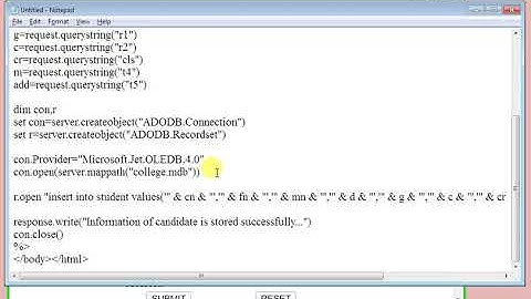 Online class on Database Connectivity in ASP by Piyush Singh PPTC Rewa