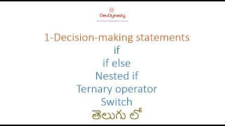 Java Decision-making statements | Core Java In Telugu Part 1
