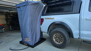 First Impression & Install: San Hima Adjustable 90⁰ Camping Shower Tent Awning+ Portable Shower Base