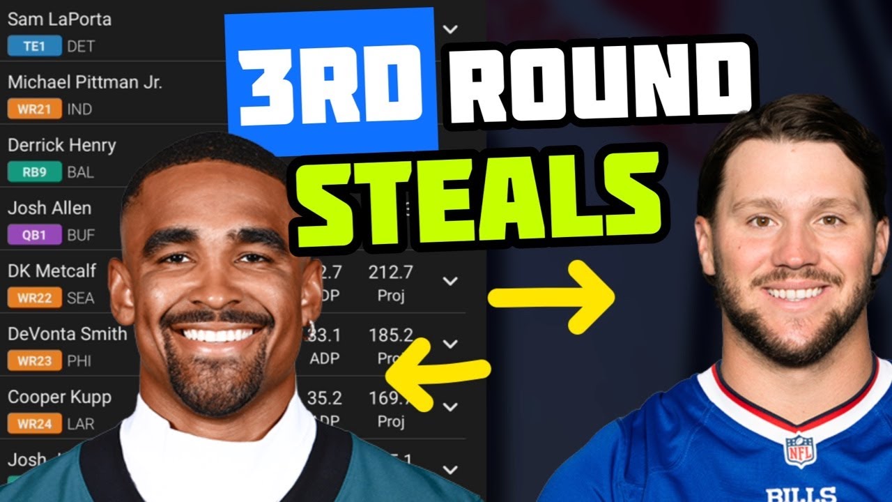 Fantasy Football Steals inside Round 3... ADP Rankings 2024 YouTube