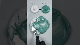 White + Sea Green Acrylic Paint Mixing | Beautiful Satisfying Color Blend #shorts
