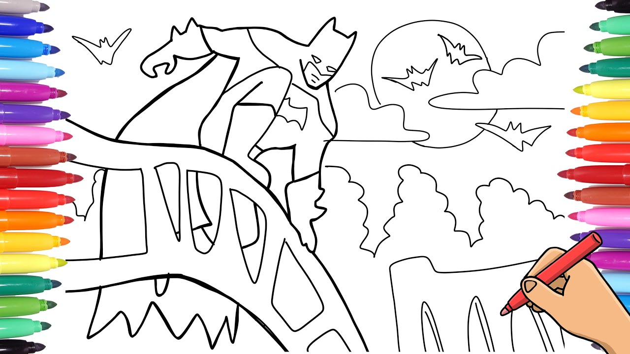 Download BATMAN SUPERHERO - DRAWING AND COLORING BATMAN SCENE - SUPERHEROES COLORING PAGES - YouTube