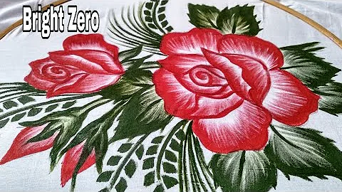 Simple red rose fabric painting for beginners | How to paint rose | Fabric painting on clothes