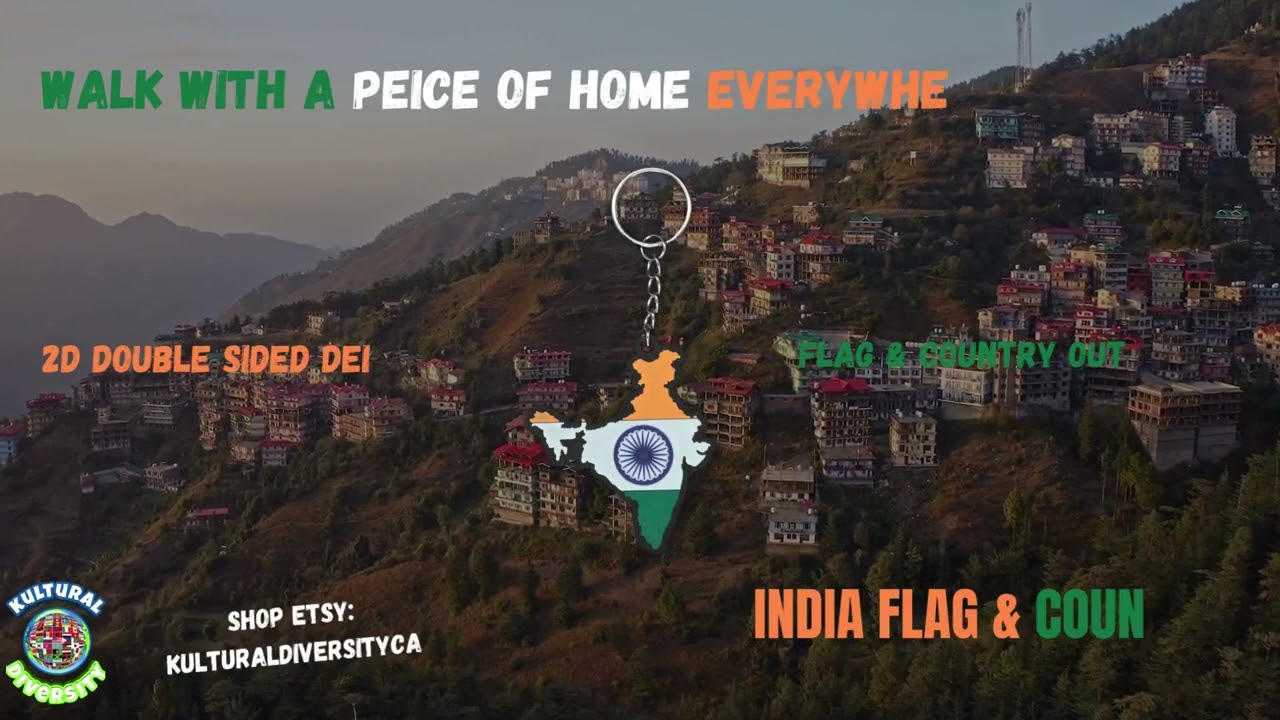 India Keychain - 2D Design Doubled Sided With Flag & County Outlined