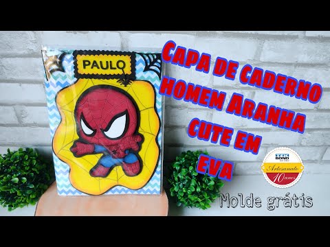 Capa de Caderno Homem Aranha - Aplique | Molde Grátis