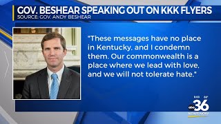 Gov. Beshear speaks out on KKK flyers