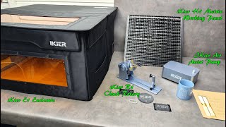 Best iKier Accessories For Laser Engraver:E1 Enclosure ,H1 Matrix Working Panel and  R1 Chuck Rotary