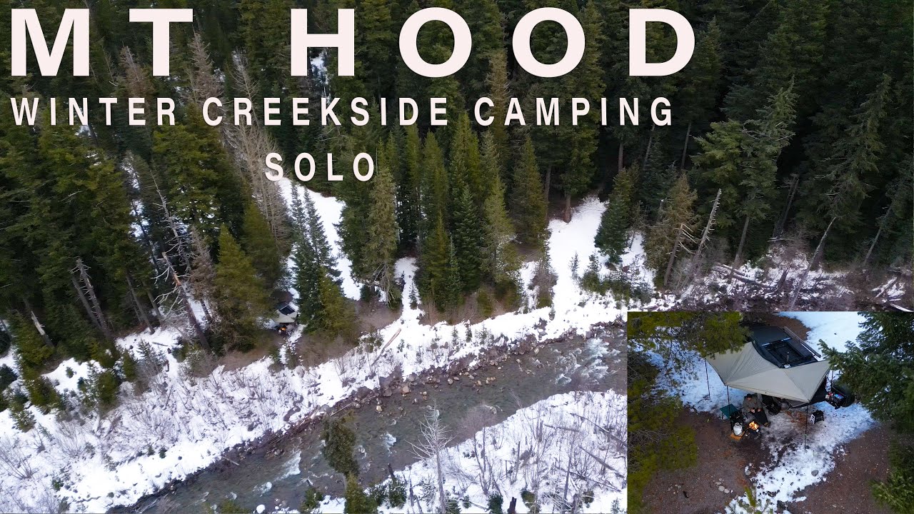 Solo Winter Riverside Camping | Mt. Hood Oregon in a Dodge Ram