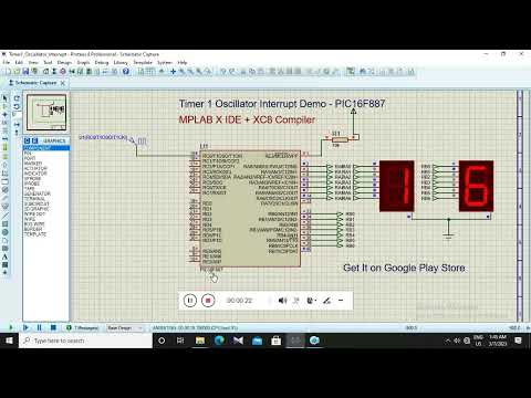 PIC16F887 - Timer 1 Oscillator Interrupt Demo