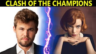 Magnus Carlsen vs Beth Harmon | Who's Better at Chess? | The Queen's Gambit Netflix screenshot 3