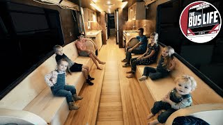 We Installed Bamboo Flooring & 9' Sofas in Our Van Hool Bus Conversion