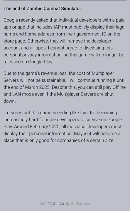 The end of Zombie Combat Simulator