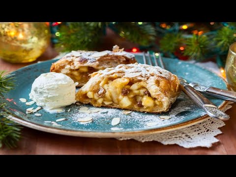 Vidéo: Strudel Aux Pommes à La Cannelle Et Aux Raisins Secs