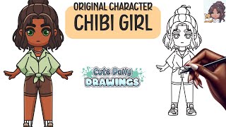 How to Draw a Cute Chibi Summer Girl ⏐ Cute Easy Drawing Tutorial ⏐ Lofi Music for Drawing screenshot 3