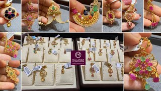 Malabar very light weight Royal  22kt Ruby & Emerald pendents with weight & price & code