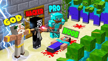 Minecraft - NOOB vs PRO vs HACKER vs GOD : ZOMBIE APOCALYPSE in Minecraft ! Animation