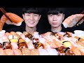여러가지 초밥 모둠초밥 연어초밥 먹방ASMR MUKBANG SALMON SUSHI & SHRIMP SUSHI 鮭寿司 えび寿司 eating sounds