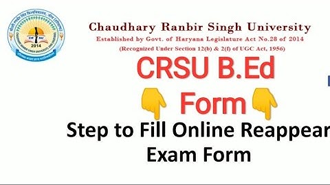 CRSU B.ed form कैसे Apply करें || full process | How to fill b.ed reappear form online #Crsu