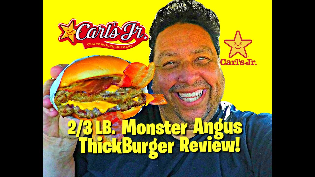 Carls Jr. 2/3 LB. MONSTER ANGUS THICKBURGER REVIEW! - YouTube