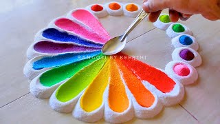 Simple rangoli design spoon l rangoli designs with colours l easy rangoli designs l रंगोली shorts