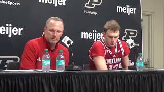Indiana Basketball Coach Darian Devries, Senior Tucker Devries Purdue Postgame.