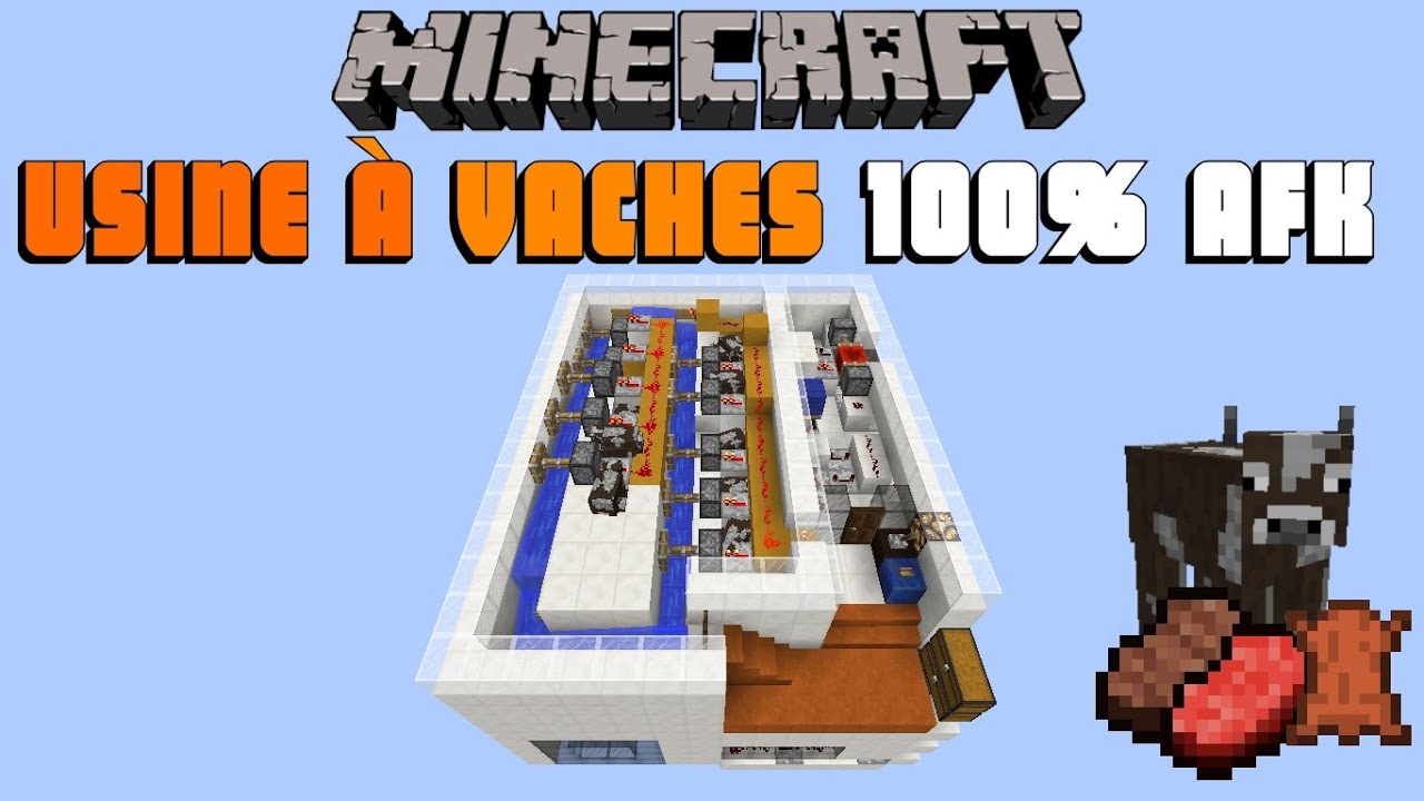 Usine à vache 100 % AFK - Minecraft 1.8 et + - YouTube