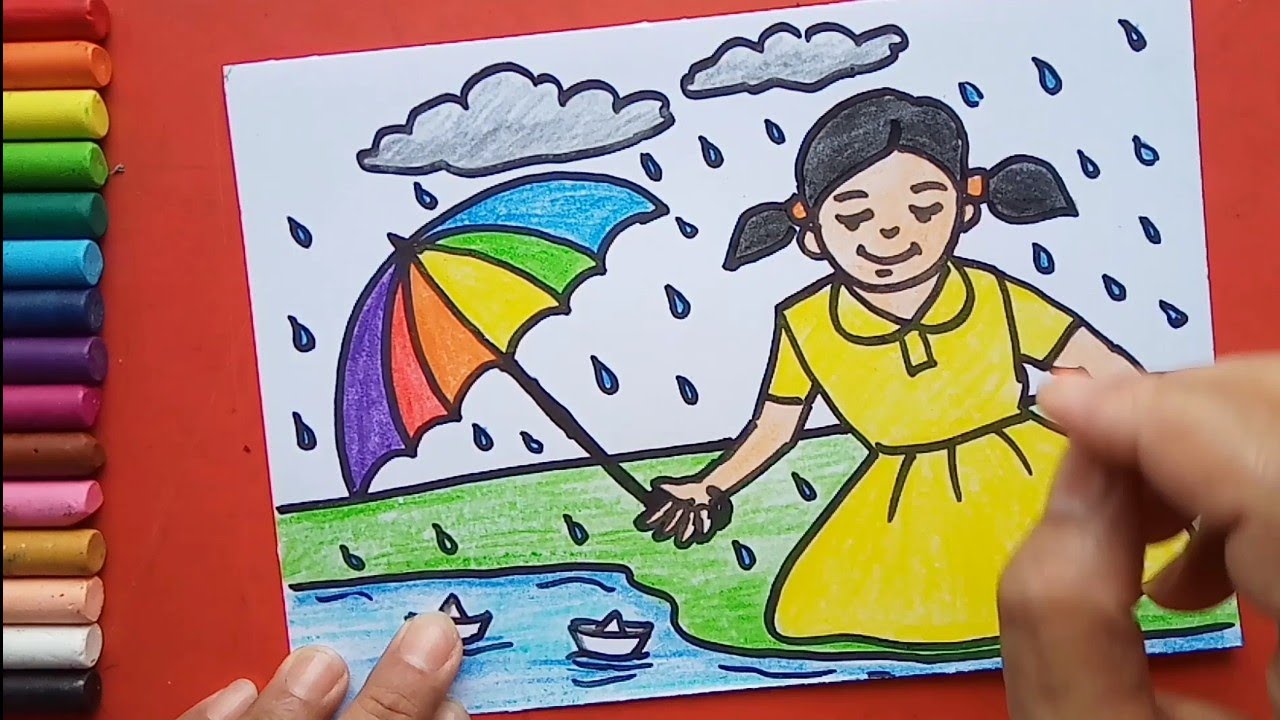 Easy and simple Rainy Day drawing - YouTube