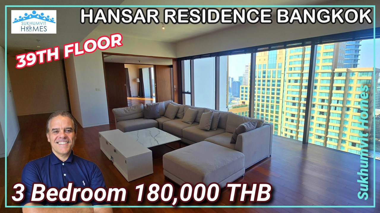 Роскошная 3-комнатная квартира на 39 этаже, Hansar Residence, Бангкок, сдается в аренду. Цена: 18...
