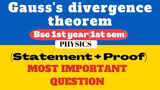GAUSS'S DIVERGENCE THEOREM!! MOST IMPORTANT QUESTION for B.Sc 1st year 1st semester!!#shorts