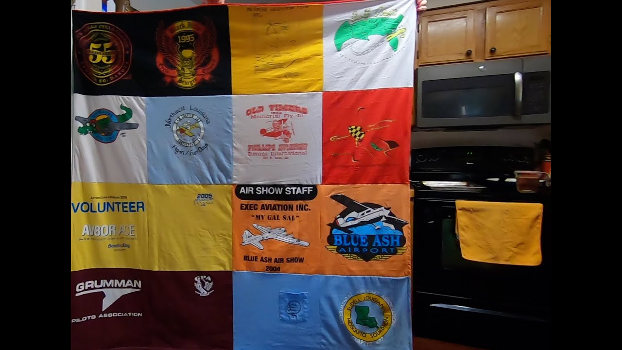 Louisiana EAA Memory Stitch Quilt from T-shirts - Grumman Style - YouTube
