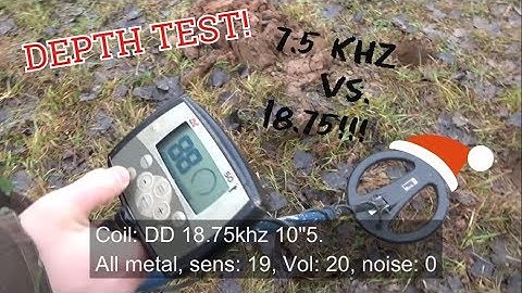 Minelab Xterra 50 coil depth test 7,5khz vs 18,75khz 10"5 Double D
