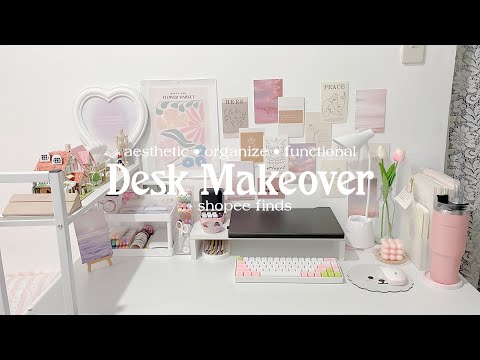 aesthetic desk makeover + shopee finds | minimalist and korean ...