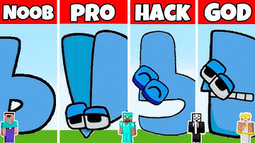 Minecraft NOOB vs PRO vs HACKER vs GOD Pixel Art: Alphabet Lore "B"