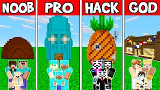 Minecraft Battle: SPONGEBOB HOUSE BUILD CHALLENGE - NOOB vs PRO vs HACKER vs GOD Animation