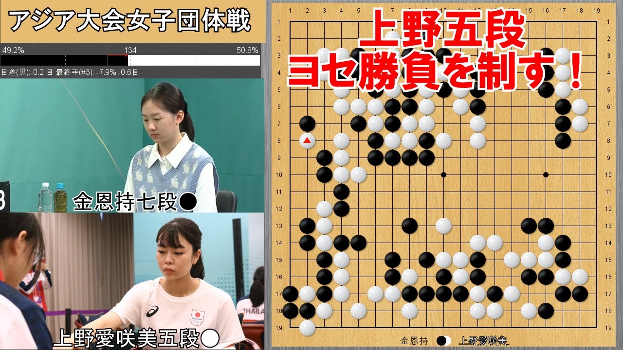 【アジア大会】上野愛咲美五段VS金恩持七段　女子団体戦