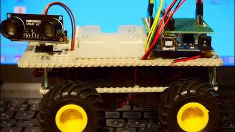 福島夢科学　電子工作　サーボモーターテスト　arduino robot 　servo motar  SG90 と　超音波センサーURM37　の動作テスト