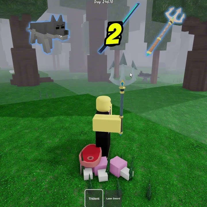 Triden vs Laser sword in  #99nightintheforest #roblox #usa