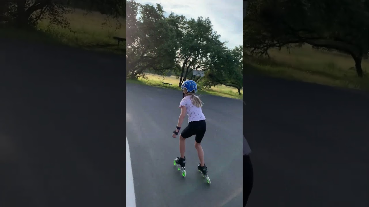 Ada, 7 years old, first veloway on speedskates