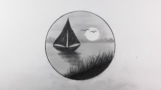 Circle drawing - easy pencil drawing - easy scenery drawing - easy circle drawing - easy drawing