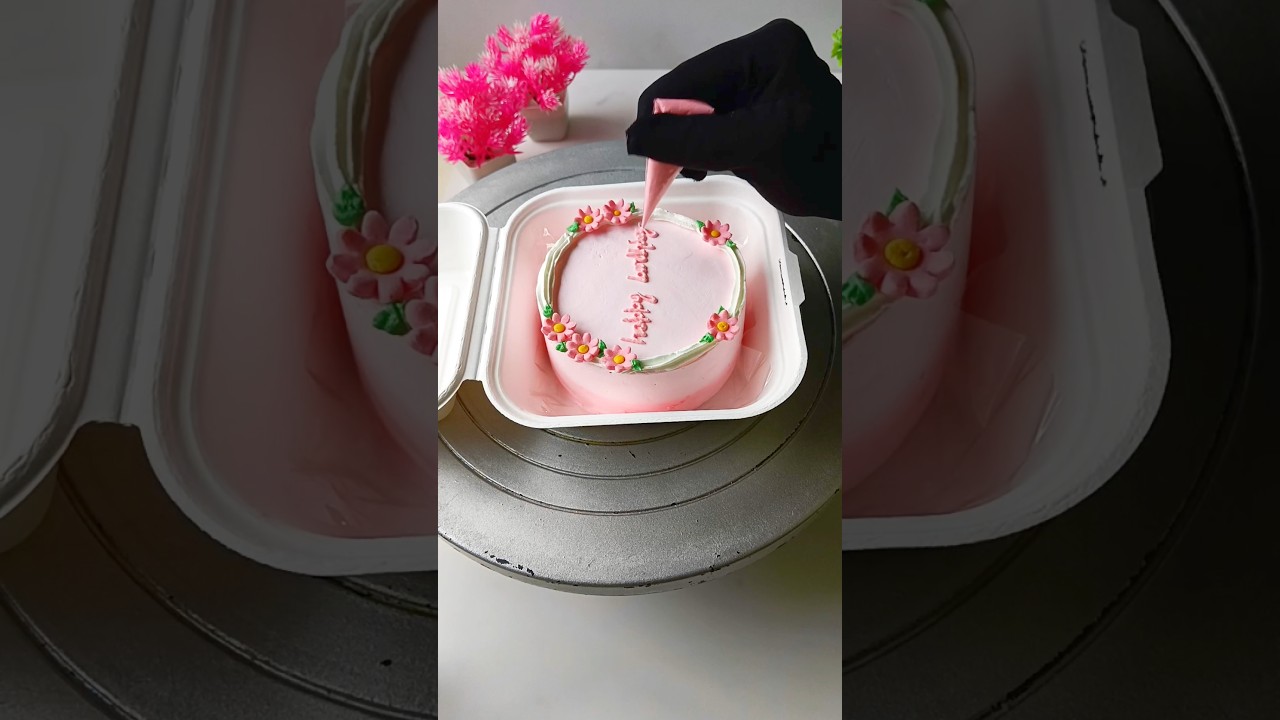 Pink theme bento cake design 🫠💖