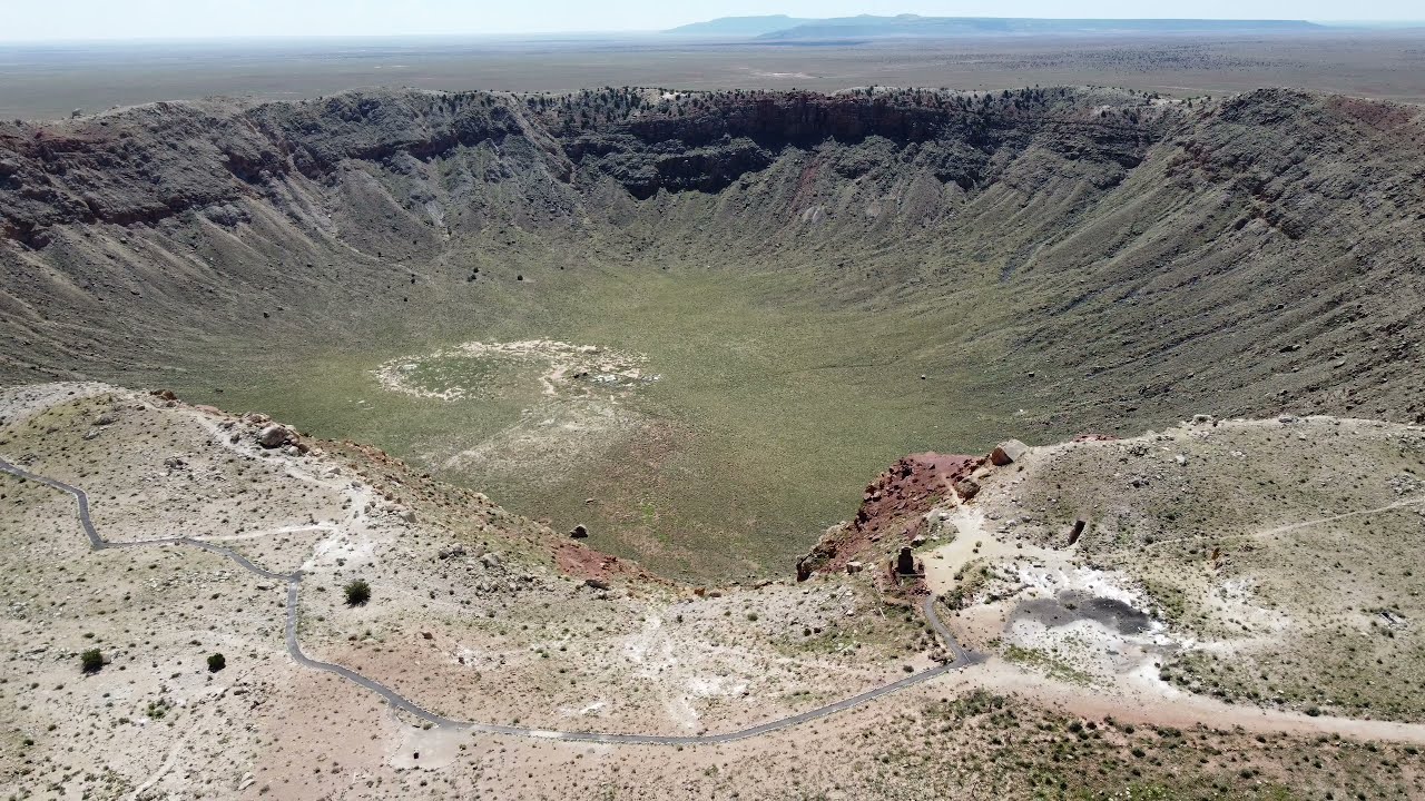 Meteor Crater Natural Landmark Arizona drone footage