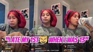 Cardi B Mukbanging Crab-Legs & Reveals Her First Experience With A Woman