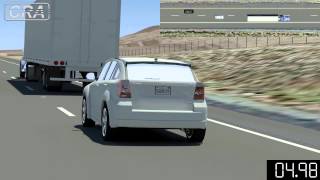 Animation showing onboard view of vehicle lane change maneuver