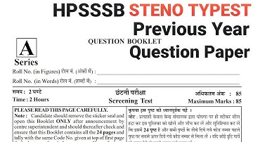 HPSSSB STENO TYPIST 2020 HPSSC HAMIRPUR ANSWERS || HPSSC POST CODE 755 STENO TYPIST