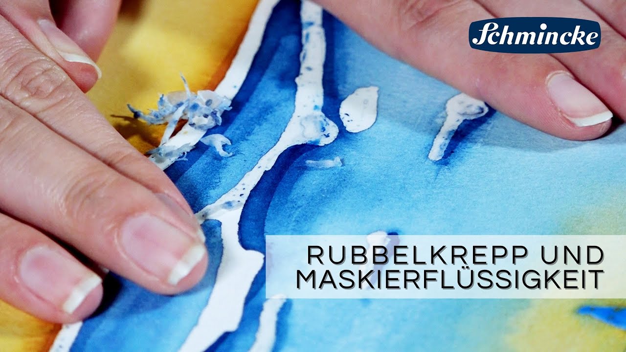 Anwendung des Hilfsmittels: Rubbelkrepp und Maskierflüssigkeit