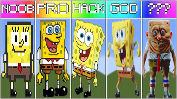 Pixel Art | NOOB vs PRO vs HACKER vs GOD vs ??? | SpongeBob in Minecraft