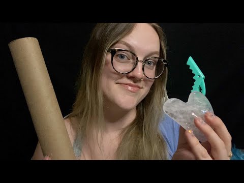 ASMR Props Show & Tell - gum chewing, whisper ramble, rummaging, trigger assortment