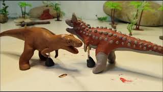 T-rex ( Jurassic park)  vs Carnotaurus ( Disney dinosaur) / Claymotion dinosaurs from movies fight